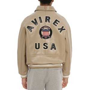 ผู้ผลิต OEM เสื้อแจ็คเก็ต Avirex หนังแท้ 100% กันน้ำ ดีไซน์ด้านหน้าแบบกำหนดเอง เสื้อผ้าสตรีทแวร์สำหรับผู้ชาย ฤดูหนาว - Product Image 4