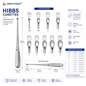 Curetas Óseas MOE Rectas de 3.4mm a 8.9mm, Instrumentos Quirúrgicos Ortopédicos Manuales Clase I con Certificación CE, ZETOMEDPRO - Product Image 5