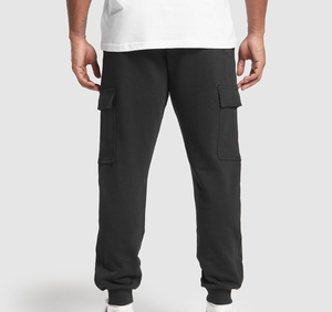 <b>Men's</b> Black Cotton Straight Mid Waist Sweatpants with Elastic Waist Front Pockets Casual <b>Joggers</b> Printed Logo Waist Autumn Wear - Product Image 6