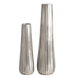 Florero Moderno de Aluminio con Acabado Níquel Antiguo y Textura Plateada para Decoración de Hogar de Lujo y Centros de Mesa para Bodas - Product Image 1