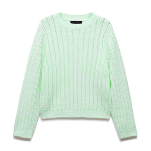 Suéter de Punto Azul Claro de Manga Larga para Mujer, Estilo Minimalista, Diseño Sólido, para Todas las Temporadas, Fabricante OEM - Product Image 2