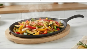 Plaque chauffante en fonte de qualité supérieure avec base en bois massif pour servir des steaks chauds et une présentation de style restaurant - Product Image 5