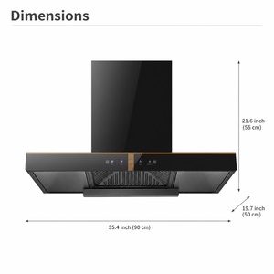 <span class=keywords><strong>Hotte</strong></span> <span class=keywords><strong>aspirante</strong></span> européenne en T avec garniture <span class=keywords><strong>noire</strong></span> et dorée, forte aspiration, commande tactile - Product Image 2