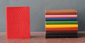 Office Supply Handmade Recycled Cotton Paper <b>Note</b> <b>Book</b> Embossed Refillable Red Color Front Cover Goat Tc Leather Journal Planer - Product Image 6