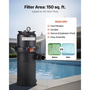 Filtro a Cartuccia per Piscina ad Alta Efficienza 150 Sq.ft2, Valvola 9000 GPH per Pulizia e Filtrazione Spa - Product Image 2