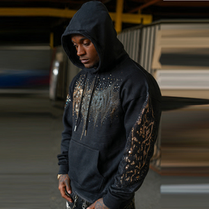 Sweat à capuche en strass pour homme, style streetwear hiver, vêtement de jogging, pull à logo en strass, hauts à capuche pour homme - Product Image 4