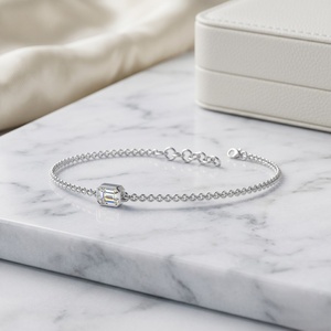 0.50CTW Emerald Bezel-Set Diamond Station <b>Bracelet</b> - Product Image 1