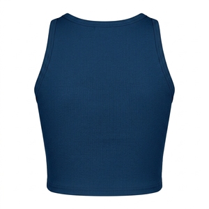 Women Solid Color Crew Neck Sleeveless Tank <b>Top</b> Casual Breathable Knitted Spandex Polyester <b>Crop</b> <b>Top</b> - Product Image 2