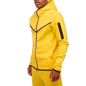 Custom Embroidery Logo Sportswear Fashion <b>60</b> <b>Cotton</b> <b>40</b> <b>Polyester</b> Blank Athletic Tech Fleece Sports Full Zip <b>Hoodies</b> for Men - Product Image 5