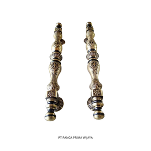 Manija de Puerta de Latón Antiguo de Alta Calidad, 54 cm |   Puntas translúcidas (1 par) con sistema Keyhole Touch, ambidiestras, para uso exterior, fáciles de usar - Product Image 1