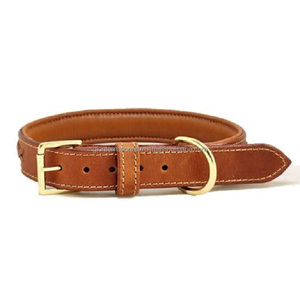 Collar de piel auténtica para perro, accesorio trenzado a mano, diseño personalizado, relleno suave de Nappa, de cuero marrón o marrón - Product Image 4