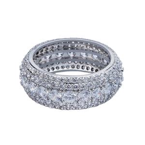 Anillo Estilo Rapero con Certificación GRA, Anillo Hip Hop con 5 Hileras de Moissanita, Banda de Plata 925 para Hombre, Anillo Brillante Eternity para Él, Anillo Moderno - Product Image 1