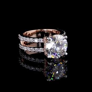 Anillo de lujo con diamante redondo cultivado en laboratorio CVD para unisex, oro rosa de 14k, anillo fino con una sola piedra, regalo de promesa para novias. - Product Image 6