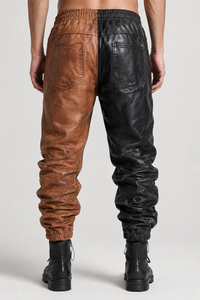 Pantalon en cuir pour homme, style motard, color-block, pour l'automne - Product Image 6