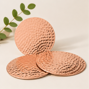 Pure Handcrafted Hammered Copper <b>Coaster</b> Set Luxury Artisan Metal <b>Drink</b> <b>Coasters</b> For Moscow Mule Mugs & Cocktail Heat-Resistant - Product Image 5