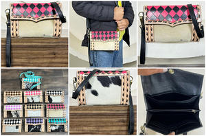 Sac à main en cuir à carreaux fait à la main avec dragonne, en cuir de vache véritable, organisateur multi-compartiments, mini sac à main pour femmes - Product Image 3