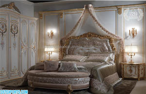 French Design Teak Wood Bedroom Furniture Baroque Gold <b>Queen</b> Size Bed With Nightstands European Modern Style Bed With <b>Stool</b> - Product Image 3