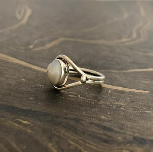 Unisex Anti Tarnish Minimalist <b>925</b> <b>Silver</b> Oval Shape Pearl <b>Ring</b> Trendy Design Daily Wear Jewelry - Product Image 2