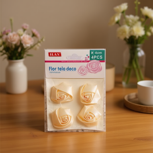 Fleur décorative en tissu ILAN 4 cm 4 pièces couleur crème pour la décoration de la maison - Product Image 2