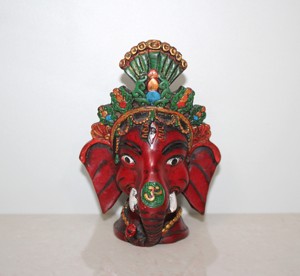 Estatua de Cabeza de Ganesha de Resina al por Mayor |   Ídolo del Dios Elefante Indio Ganpati para el Templo del Hogar y Decoración de Paredes |   Mano Religiosa Tradicional - Product Image 4
