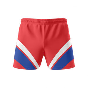 Short de rugby personnalisé rouge, bleu et blanc, design sur mesure, haute qualité, respirant et confortable / Logo et taille personnalisés - Product Image 1