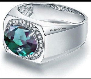 <b>Unique</b> Alexandrite Diamond Halo Ring Oval Alexandrite Wedding Ring Color Change Alexandrite Ring Anniversary Ring <b>For</b> <b>Her</b> - Product Image 6