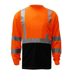 Camisa de Trabajo de Alta Visibilidad con Cuello Redondo y Manga Larga, Tiras Reflectantes, Diseño Práctico con Bolsillos, Camisa de Trabajo Profesional de Alta Visibilidad - Product Image 1