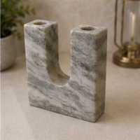 Porte-bougie en marbre en forme de U, fait à la main, en pierre naturelle, pour la décoration de la maison, de l'hôtel et de la table