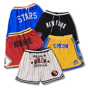 Custom <b>Patch</b> Embroidery Logo Hip Hop Heavy Mesh Basketball <b>Shorts</b> for <b>men</b> and women in multi colors - Product Image 4