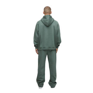 Ensemble survêtement homme bordeaux uni avec sweat à capuche zippé oversize et pantalon large assorti – Vêtements OEM ODM en gros - Product Image 4