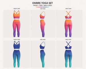 Custom Ombre Yoga Set Women Seamless High Waist Leggings Sports Bra Gradient Gym Fitness Activewear OEM - Product Image 5