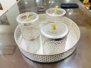 Ensemble de plateaux en argent allemand avec 3 bols en argent pour fruits secs - Product Image 4