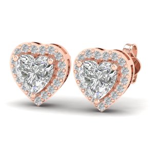 REYES Pendientes clásicos de plata de ley 925 con forma de corazón y moissanita de 1,81 quilates para mujer, joyería fina chapada en oro rosa de 14 quilates - Product Image 3