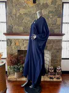 Robe caftan en rayonne teinte à la main bleu profond, grande taille, style bohème, coupe décontractée et fluide, pour femme - Product Image 3