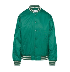 เสื้อแจ็คเก็ตวาร์ซิตี้ผ้าซาตินพิมพ์โลโก้ตามสั่งสำหรับผู้ชาย ไซส์ใหญ่ ตกแต่งด้วยแพทช์เบสบอล เหมาะสำหรับใส่กลางแจ้งในฤดูหนาว สไตล์วิทยาลัย - Product Image 1