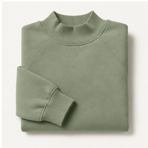 <b>Custom</b> Sage Green Womens Mock Neck Sweatshirt <b>Balloon</b> Sleeve Relaxed Fit Pullover WSS-0004 - Product Image 5