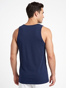 Dumela Men's <b>Navy</b> Blue O-Neck Knitted Sleeveless Tank <b>Top</b> Casual Solid Color Breathable Lightweight Vest - Product Image 6