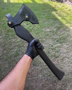 Edge Master Manufacture Handmade High Carbon Steel <b>Axe</b> Head Wooden <b>Handle</b> Leather Sheath Industrial Grade 18.5" Overall Length - Product Image 6