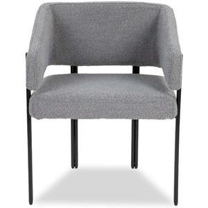 Modern Iron <b>Frame</b> Upholstered Restaurant Chair Side Armchair <b>Grey</b> Fabric Dining Seating for Hotel Villa Living Room Home Bar - Product Image 3