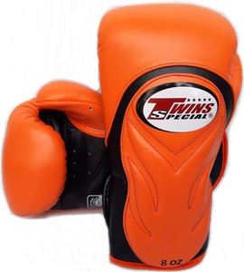 ถุงมือ MMA สำหรับฝึกซ้อม รุ่น Twins ขนาด 8 ออนซ์ หนังแท้ แบบผูกเชือกและตีนตุ๊กแก ป้องกันน้ำ ระบายอากาศได้ดี สีส้มดำ สำหรับผู้ใหญ่ ระดับมืออาชีพ แบบสั่งทำพิเศษ - Product Image 1