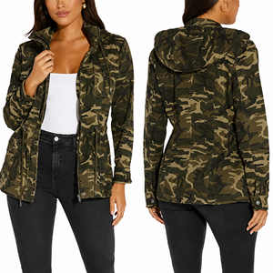 Chaqueta de Camuflaje con Cierre para Mujer, con Bolsillos, Cuello Alto, Estilo Casual, Cortavientos, para Otoño - Product Image 6