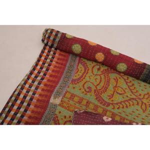 Handmade Cotton Kantha Gudri Quilt Reversible Vintage Bedcover Indian Block Print Throw Blanket Decor - Product Image 4