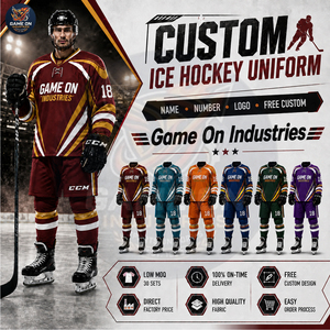 Bon Fournisseur avec Logo Personnalisé Nouvelle Arrivée Prix de Gros Ensemble Maillot et Pantalon de Hockey Sublimé Uniforme de Hockey sur Glace Personnalisé - Product Image 4