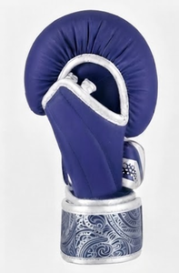 ถุงมือฝึกซ้อม PROFIT SPORTS สีน้ำเงิน ทำจาก PU ปิดข้อมือด้วยแถบตีนตุ๊กแก ลายสีเงิน สำหรับชกมวย ศิลปะการต่อสู้สำหรับผู้ใหญ่ และการฝึกซ้อม - Product Image 5