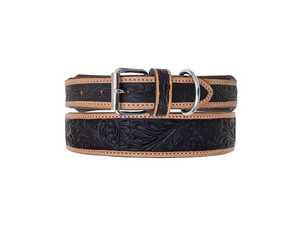 Genuine Western Leather <b>Dog</b> <b>Collar</b> Floral Pattern Durable Buckle Closure Classic Style All Seasons Use | Daily Use - Product Image 2