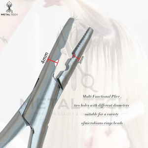 Custom Stainless Steel Hair Extension Pliers With 2 Holes Multi Functional Hair Extension <b>Tool</b> For Hair Remove Micro Ring Loop - Product Image 3