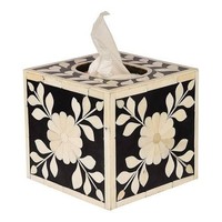 Boîte à mouchoirs en bois avec incrustations de os, design moderne, écologique, faite à la main, luxueuse, décorative, pour salon, bureau, pratique