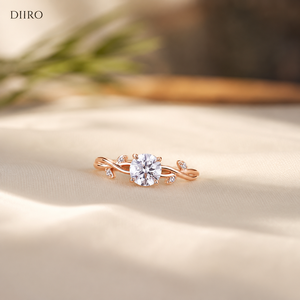 Bague de mariage pour femme en or rose plaqué, diamant taille brillant rond, moissanite, alliance torsadée de promesse - Product Image 1