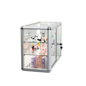 Vetrina Espositiva Standard con Telaio in Alluminio, Porta Scorrevole in Vetro con Serratura e Piano in Vetro Temperato per Esposizione e Collezioni di Porcellana - Product Image 5