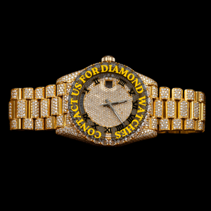 New Luxurious Man's Moissanite Diamond Hip Hop Full Iced Roman Numerals With Features Round Dial <b>Gold</b> Plated Affordable Price - Product Image 1
